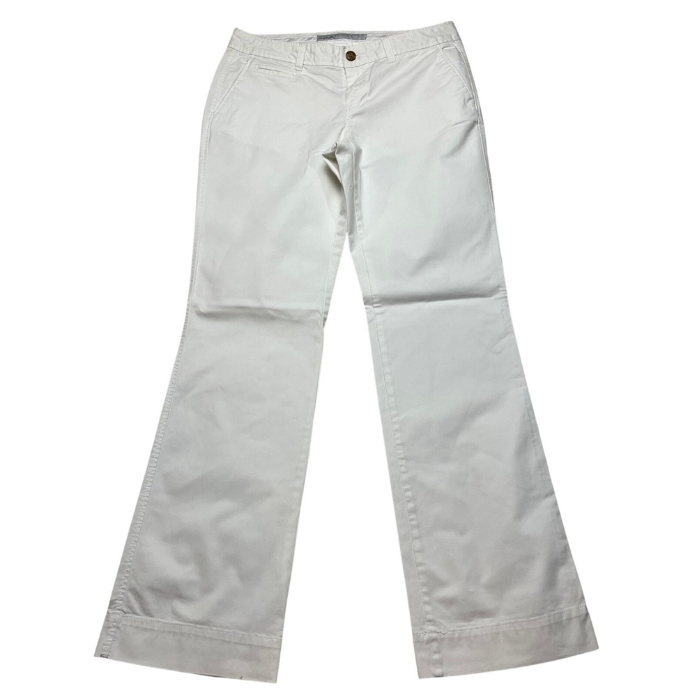 Old Navy Chino Pants Womens 6 White Regular Trouser Flare Stretch 595183-13-1‎